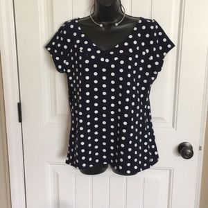 CHAPS navy/white polka dot tee Size XL